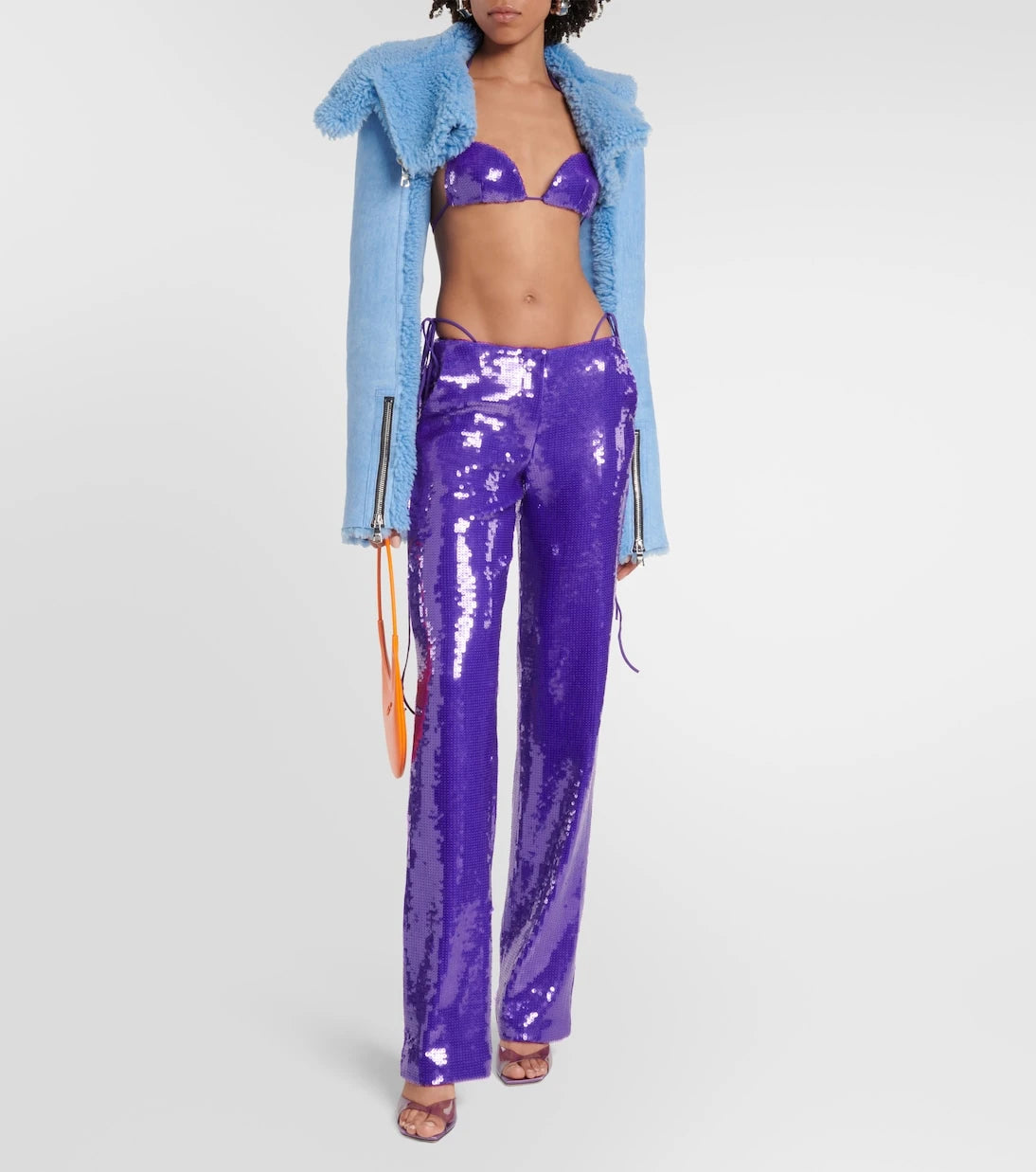 LaQuan Smith - Sequined halterneck bra top