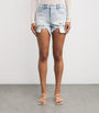Good American Blue Distressed Crystal Denim Shorts