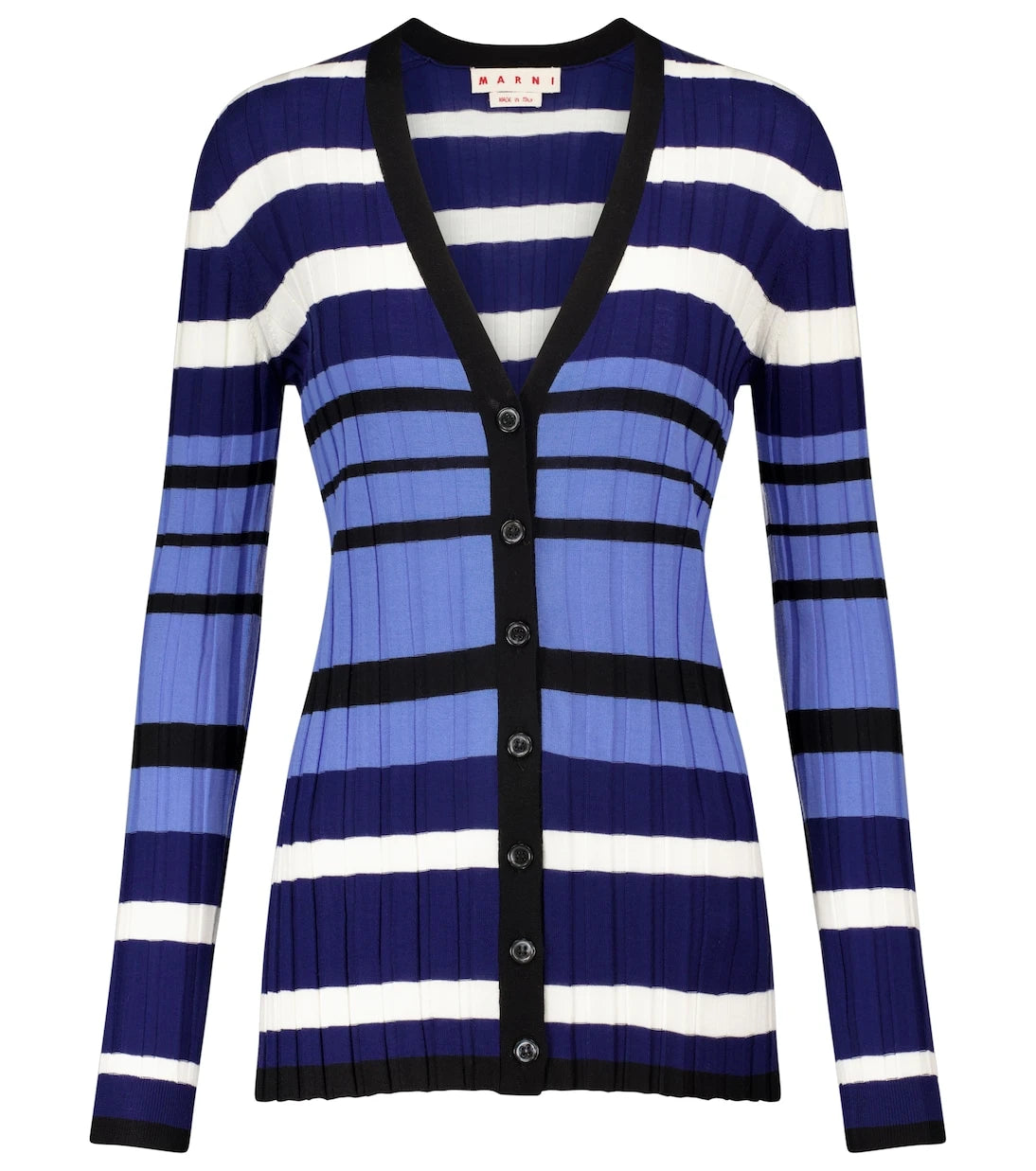Marni - Striped ribbed-knit wool cardigan
