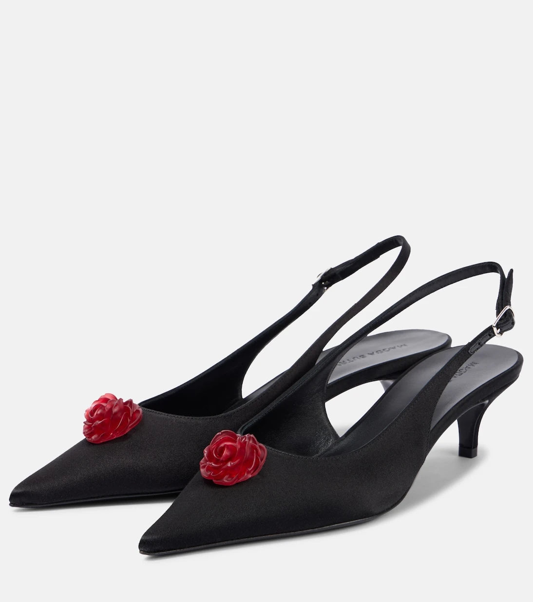 Magda Butrym - 45 floral-appliqué satin slingback pumps