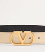 Valentino Garavani Ivory Leather VLogo Signature Belt