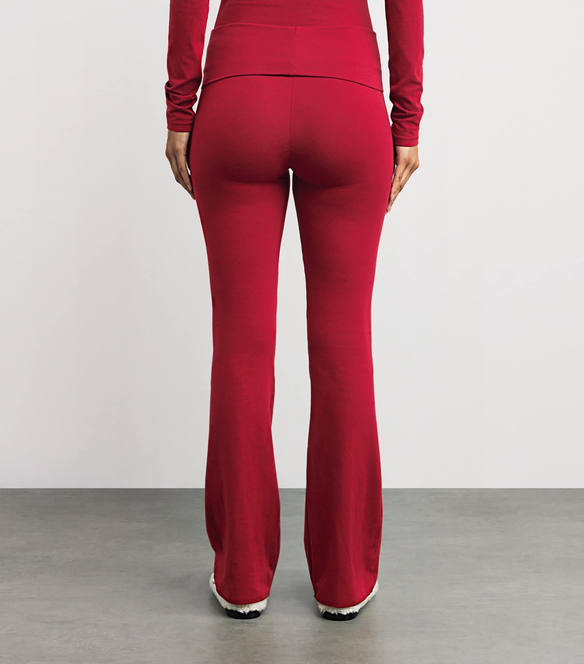 Skims Red Cotton-Blend Jersey Foldover Trousers