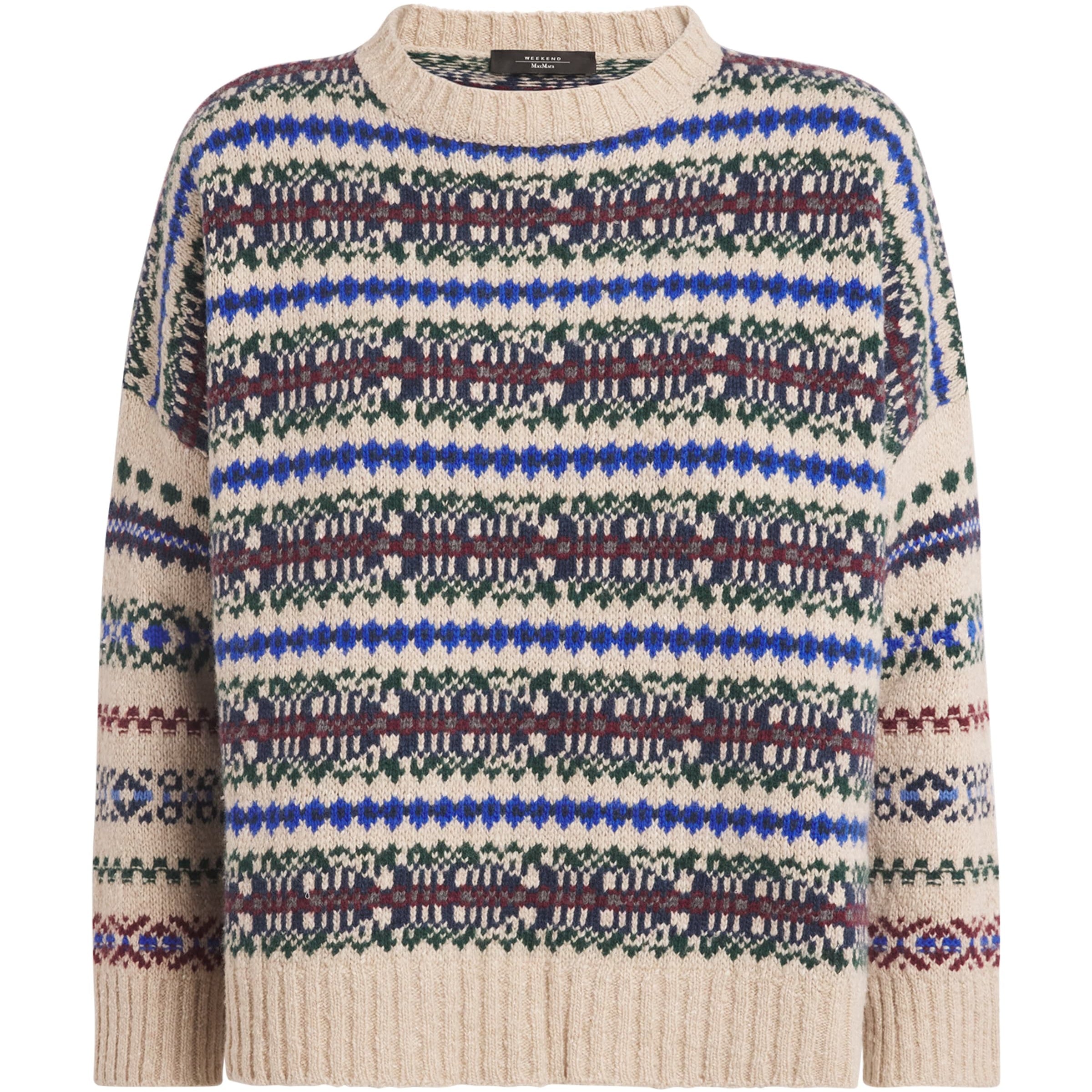 Weekend Max Mara White Wool-Blend Jacquard Sweater