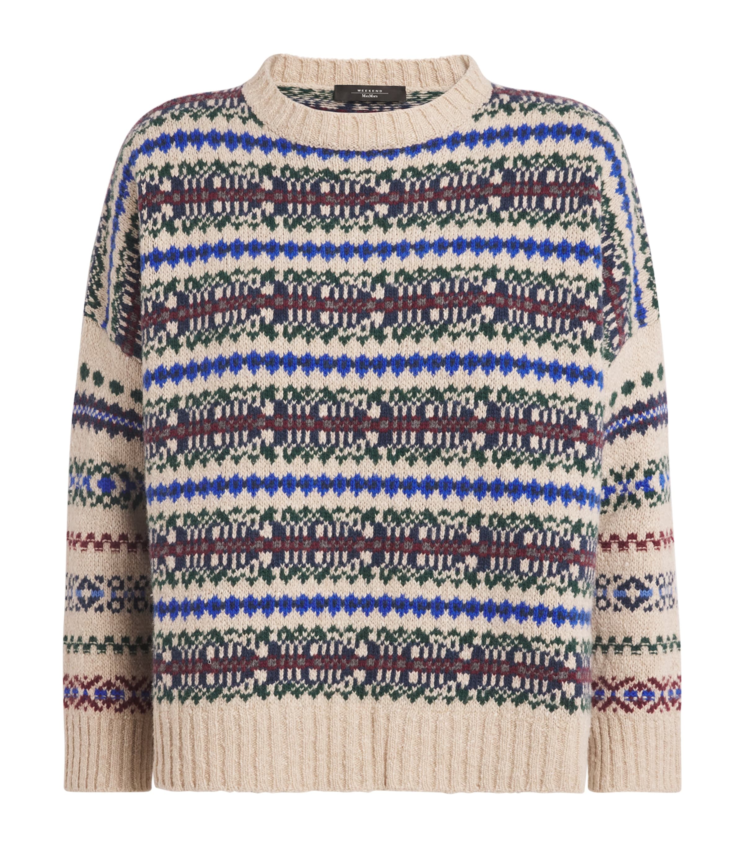 Weekend Max Mara White Wool-Blend Jacquard Sweater