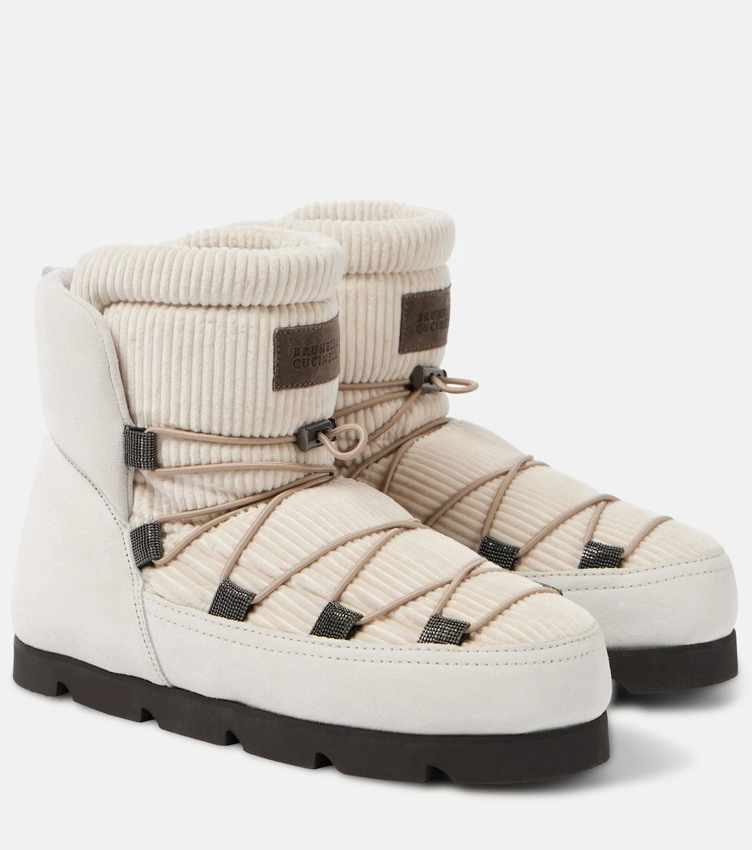 Brunello Cucinelli - Shearling-lined corduroy and suede snow boots