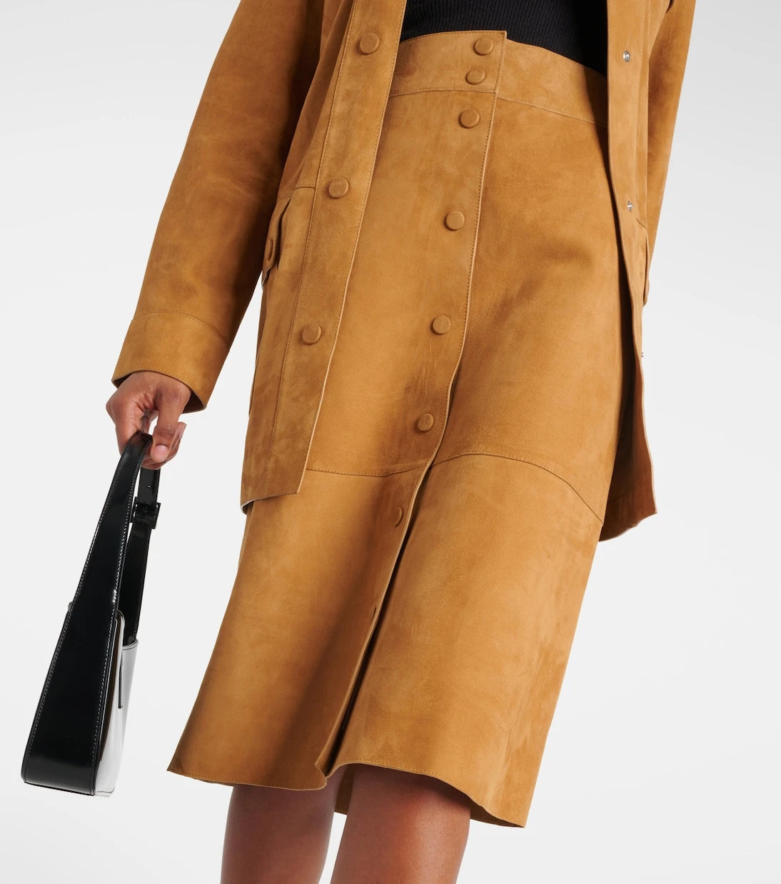 Yves Salomon - High-rise leather midi skirt
