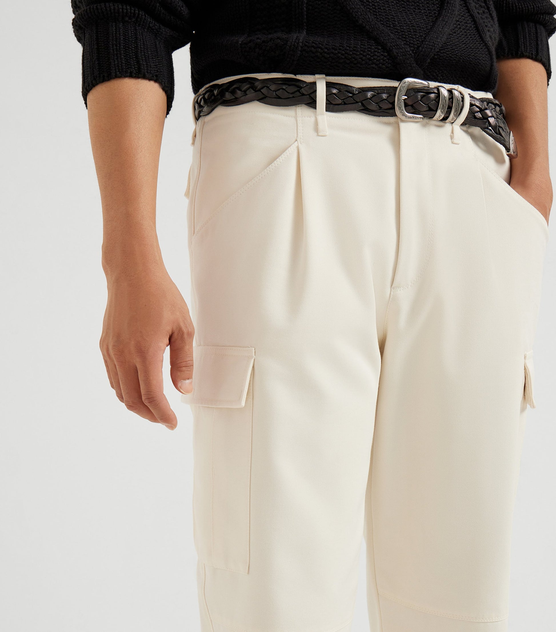 Cotton-Wool Leisure Fit Cargo Trousers