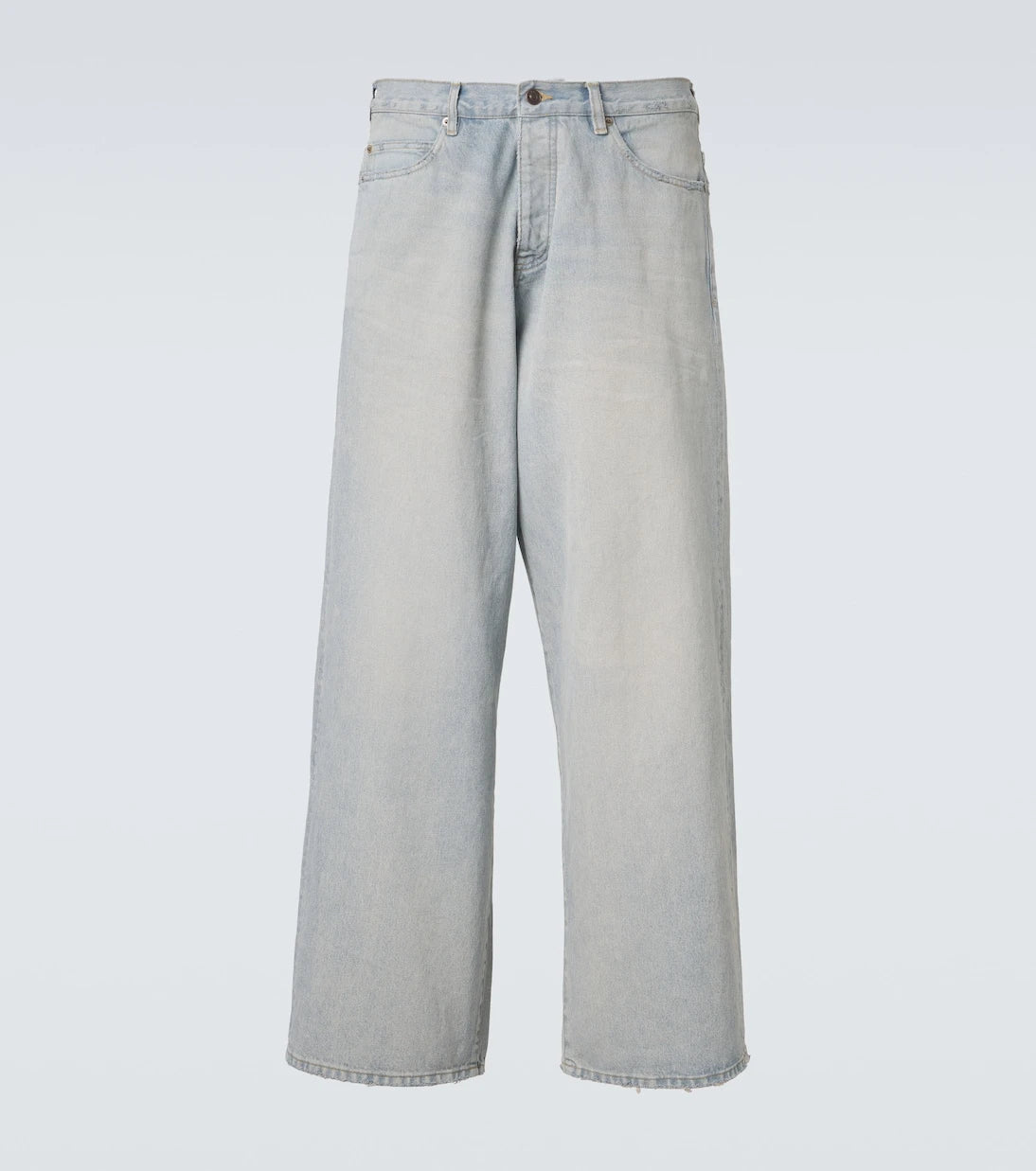 Balenciaga - Leather-trimmed wide-leg jeans