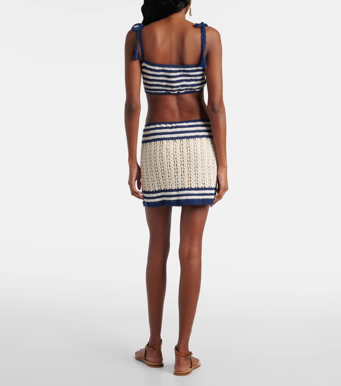 Anna Kosturova - Coastal striped crochet cotton crop top