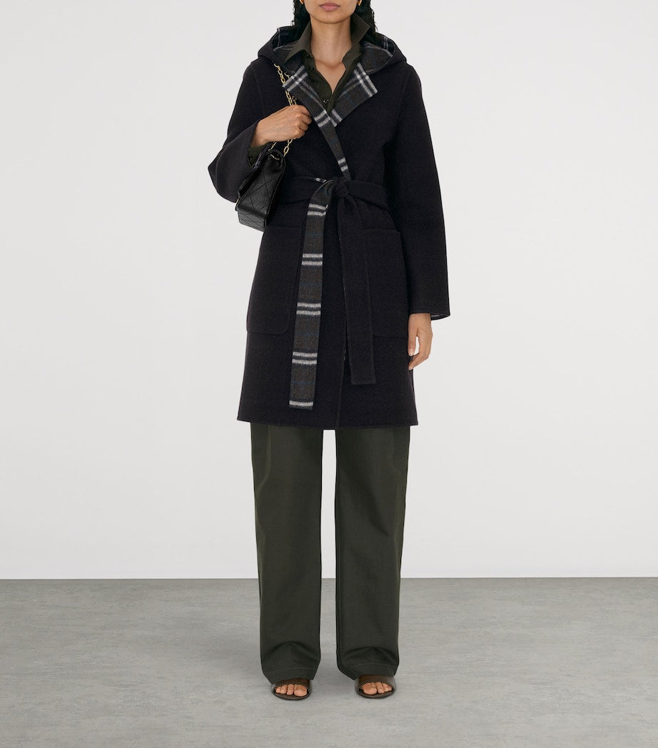 Burberry Wool Reversible Hooded Wrap Coat