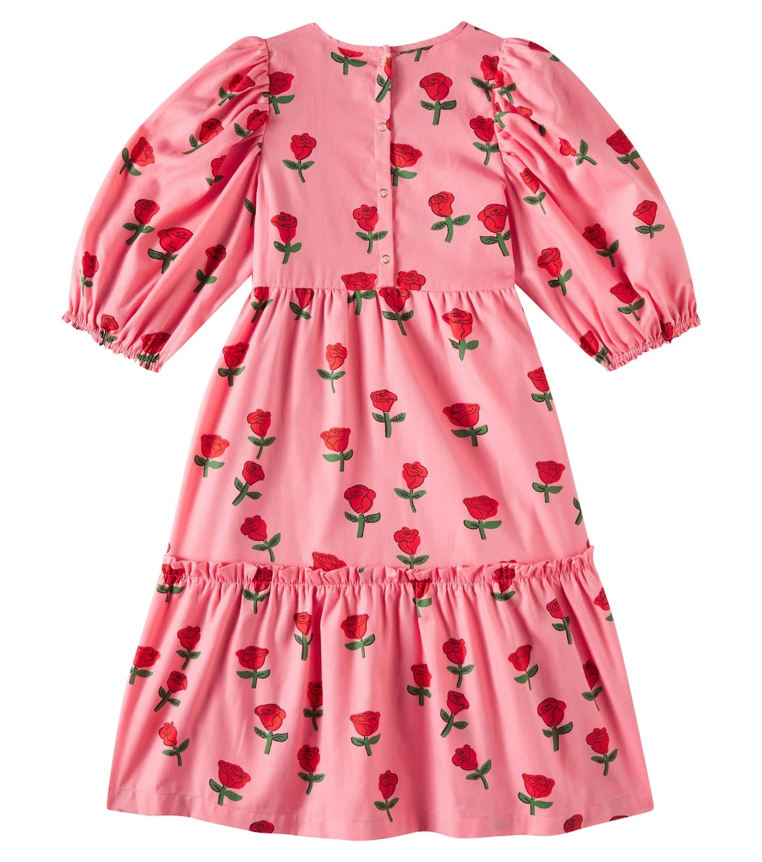 Mini Rodini - Roses puff-sleeve cotton dress