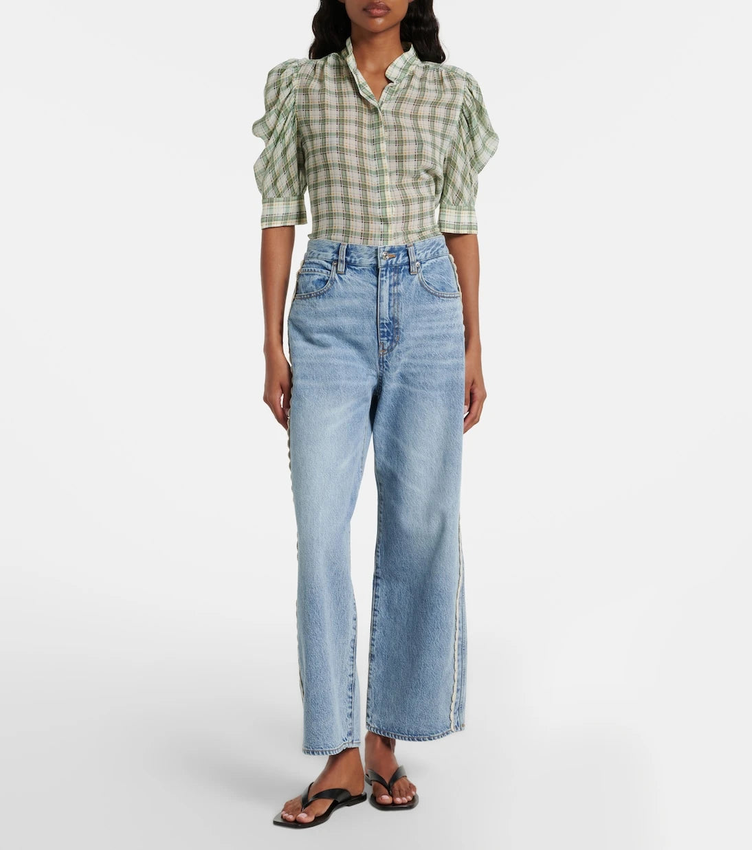Frame - Crochet Bow cropped wide-leg jeans