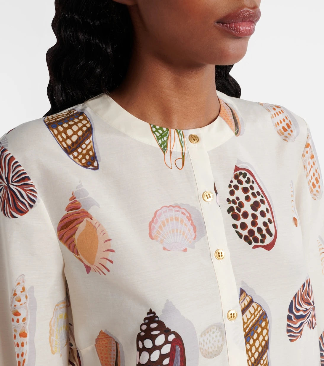 Eres - Creme printed coton and silk minidress