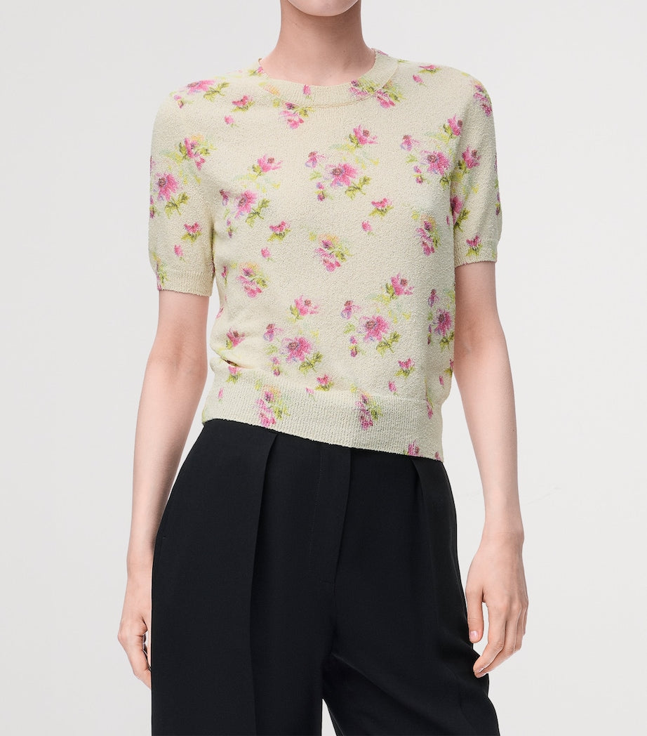 LOEWE White Cotton-Blend Floral Sweater