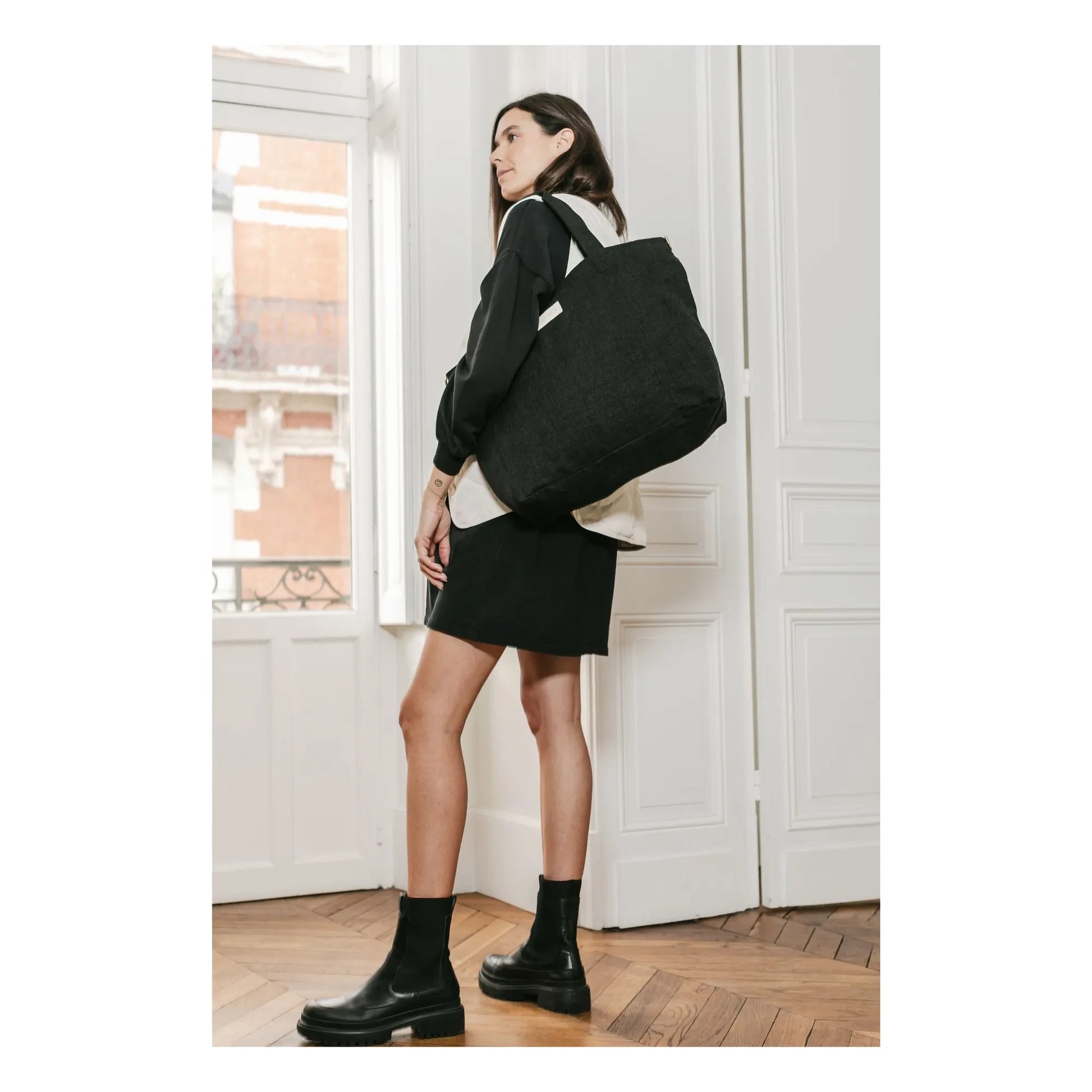 Adorna - Isia Linen Changing Bag | Black