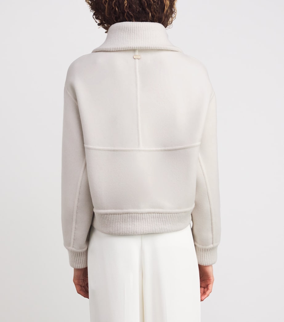 Agnona White Cashmere Bomber Jacket