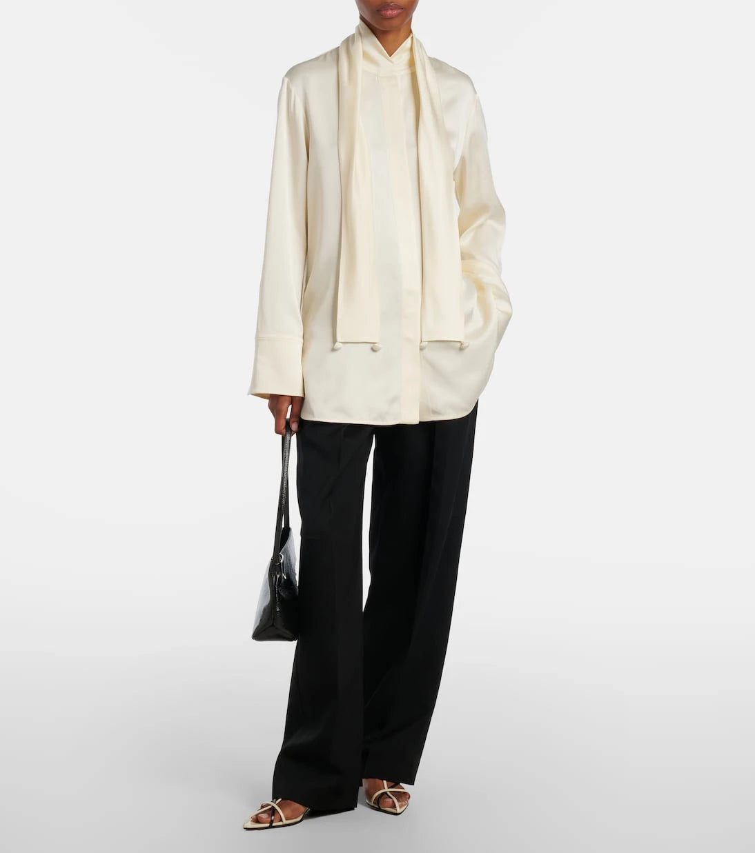 Jil Sander - Scarf-detail satin shirt