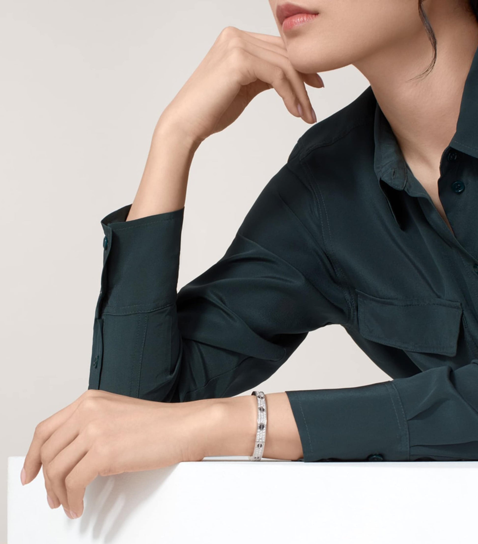 LOVE Classic White Gold and Diamond Ceramic Paved Bracelet