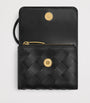 Black Leather Intrecciato Andiamo Trifold Wallet