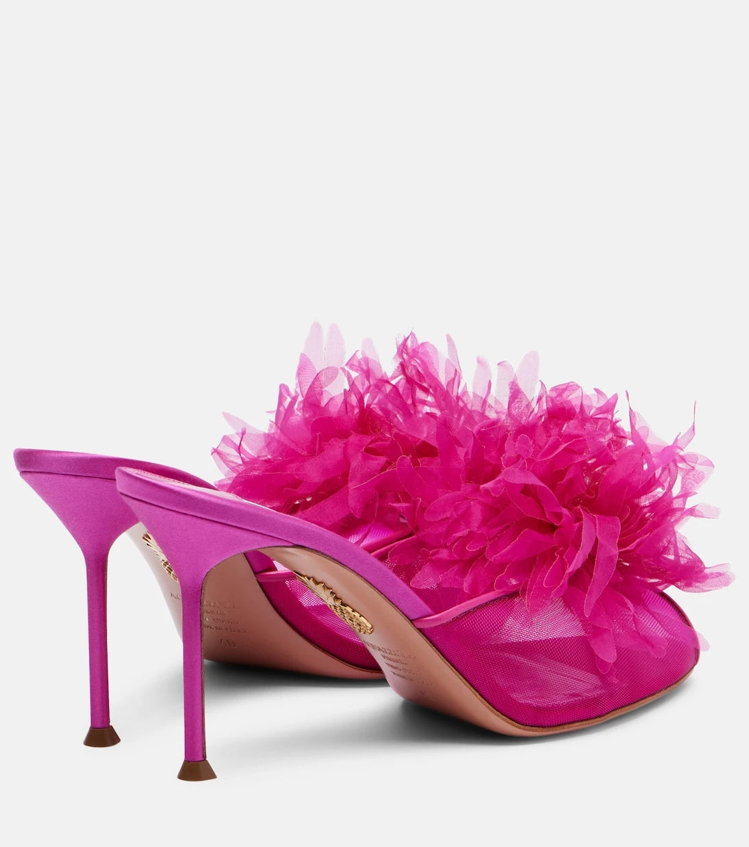 Aquazzura - Poème floral-appliqué mesh mules