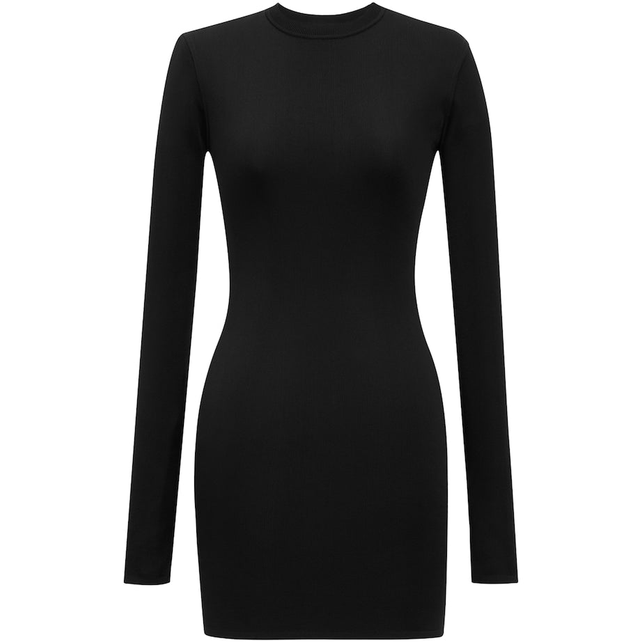 Saint Laurent Black Long-Sleeve Mini Dress