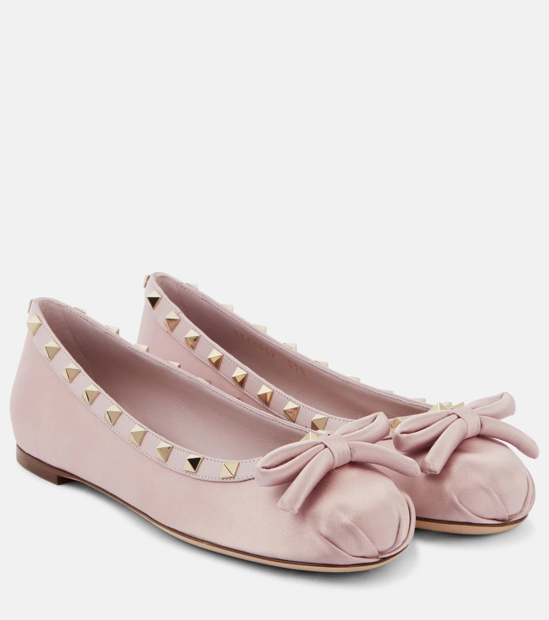 Valentino Garavani - Rockstud leather-trimmed satin ballet flats