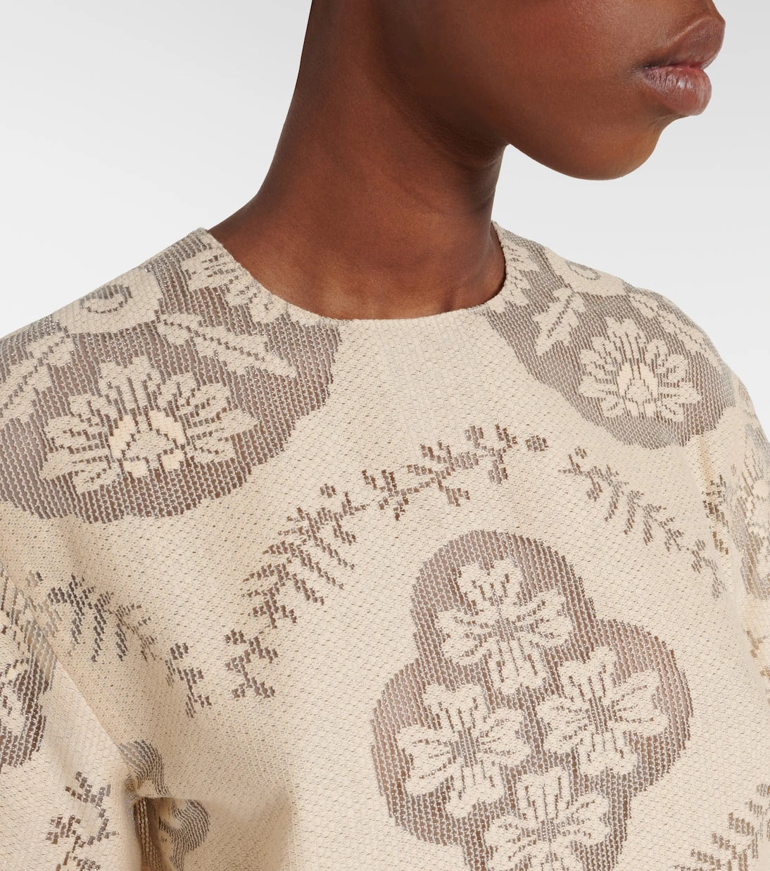 Valentino - Floral knitted cotton-blend top