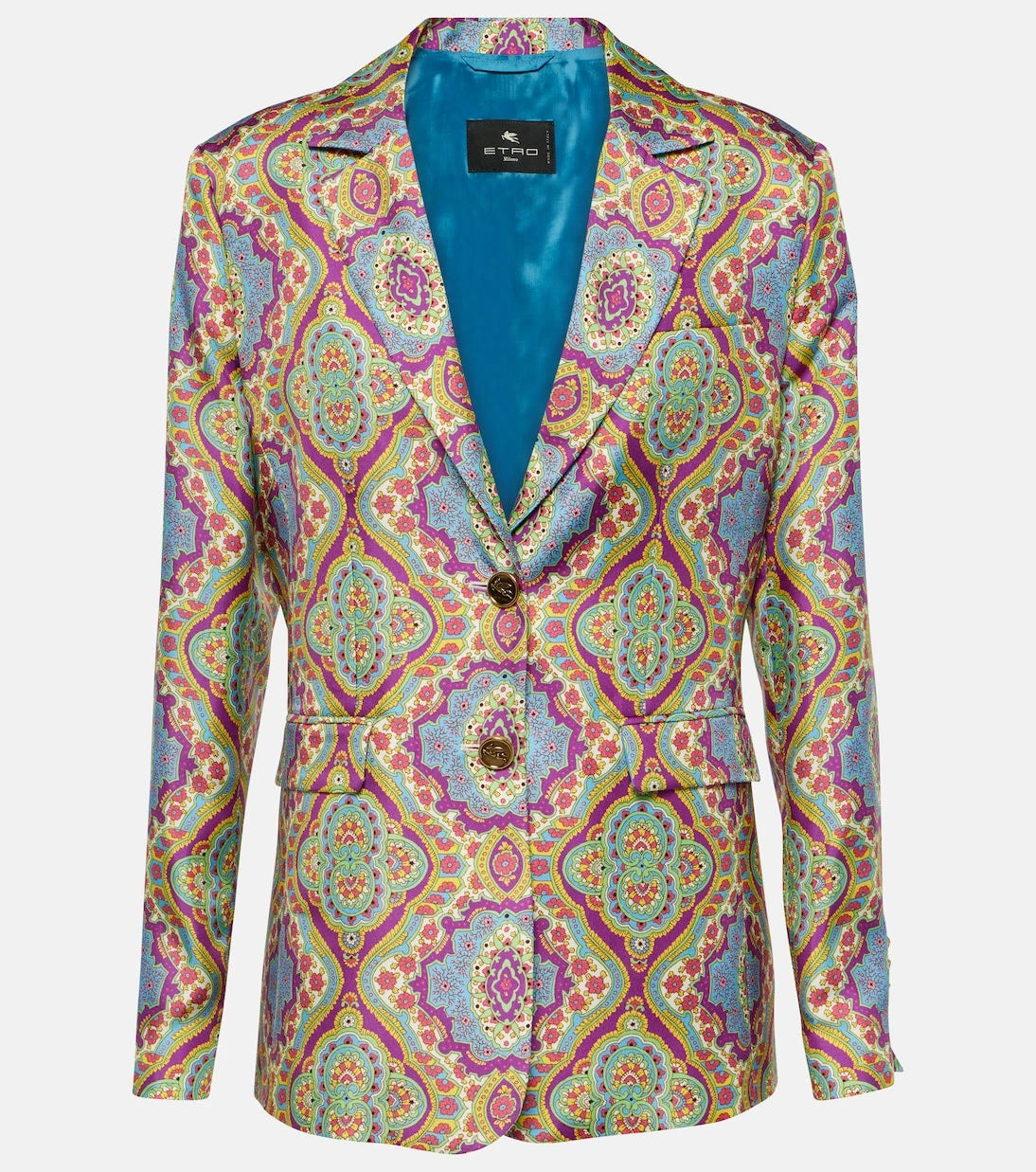 Etro - بليزر حريري مطبوع بقصة صدر واحدة