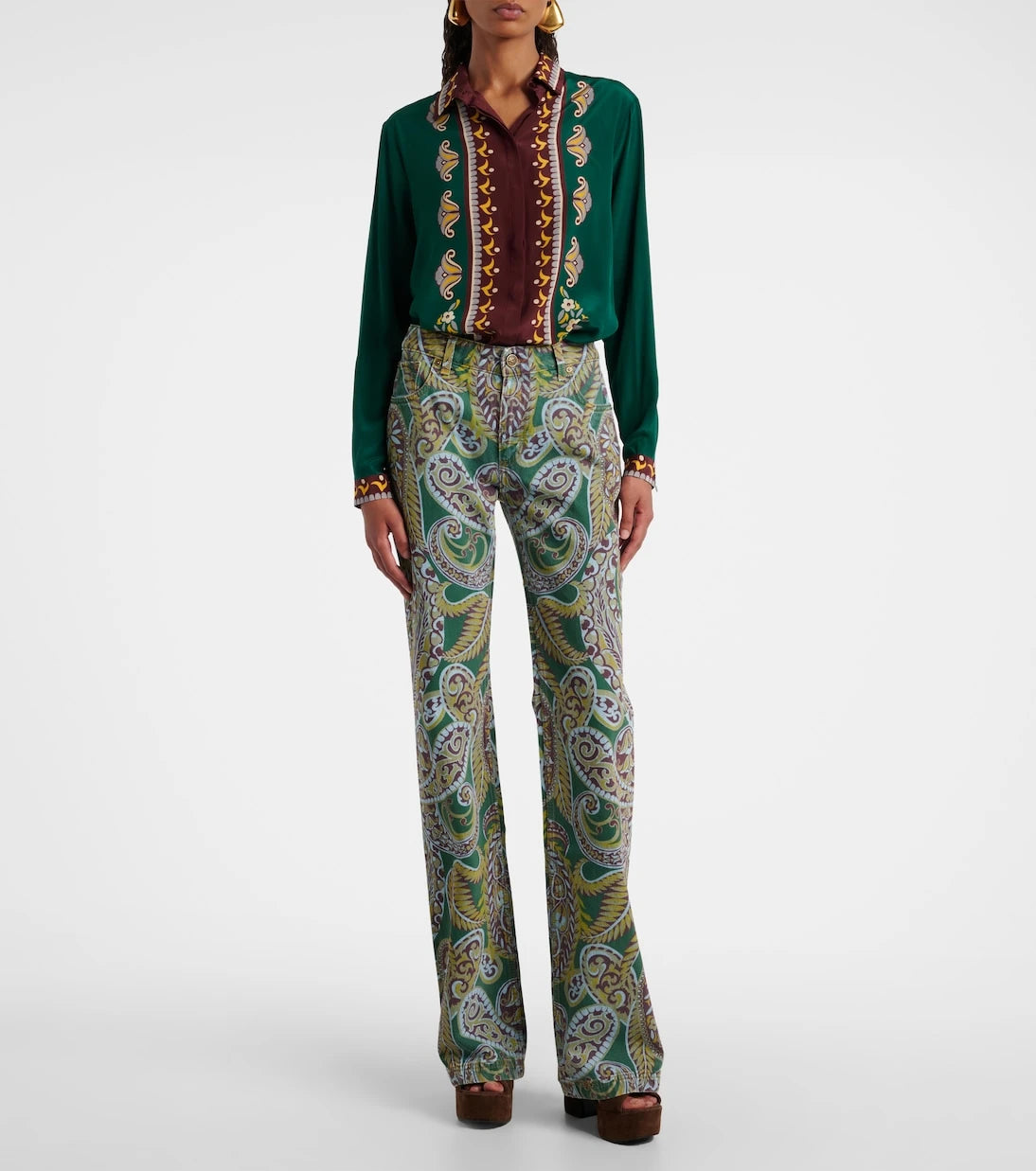Etro - Paisley high-rise bootcut jeans