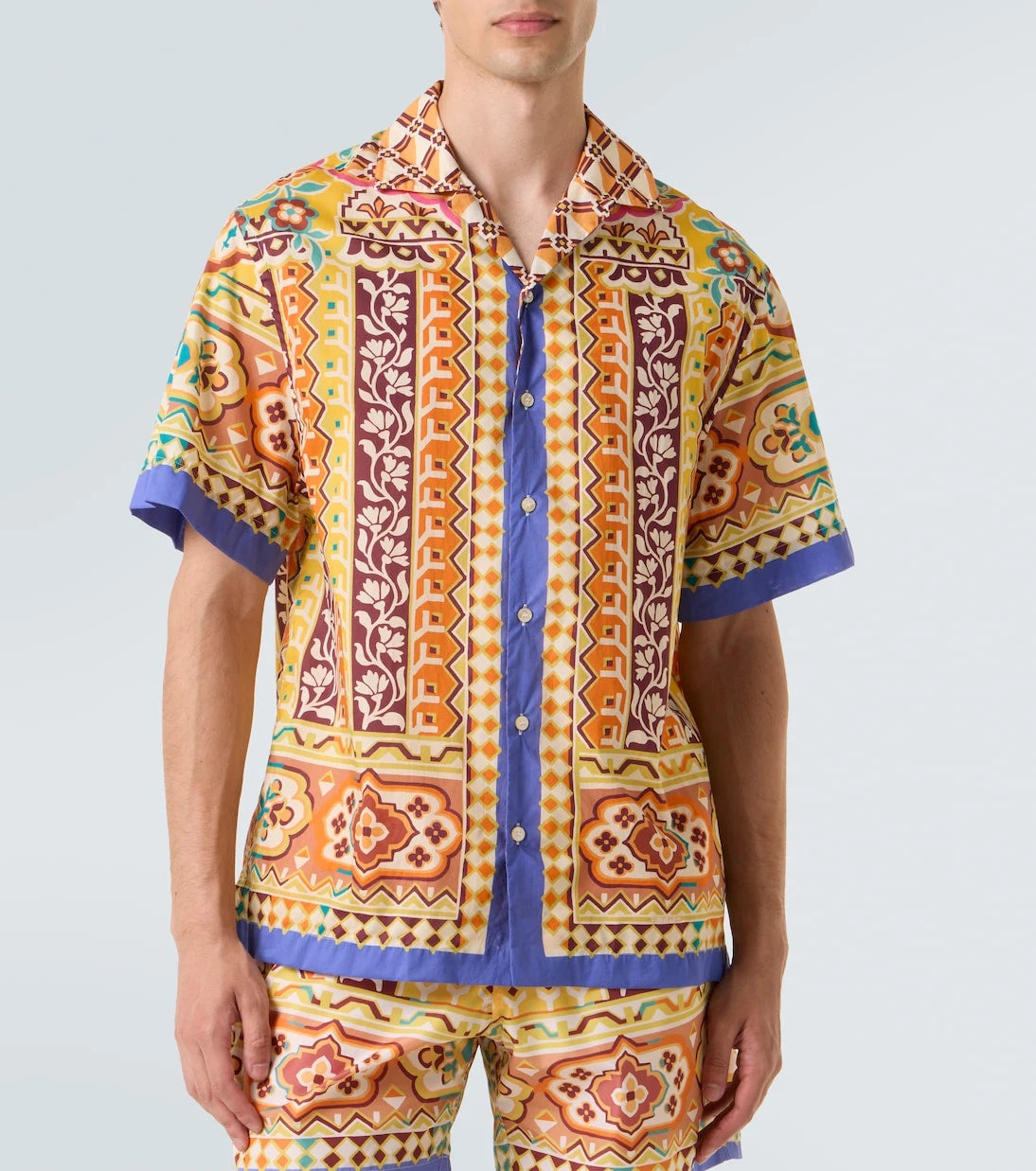 Etro - Printed cotton bowling shirt