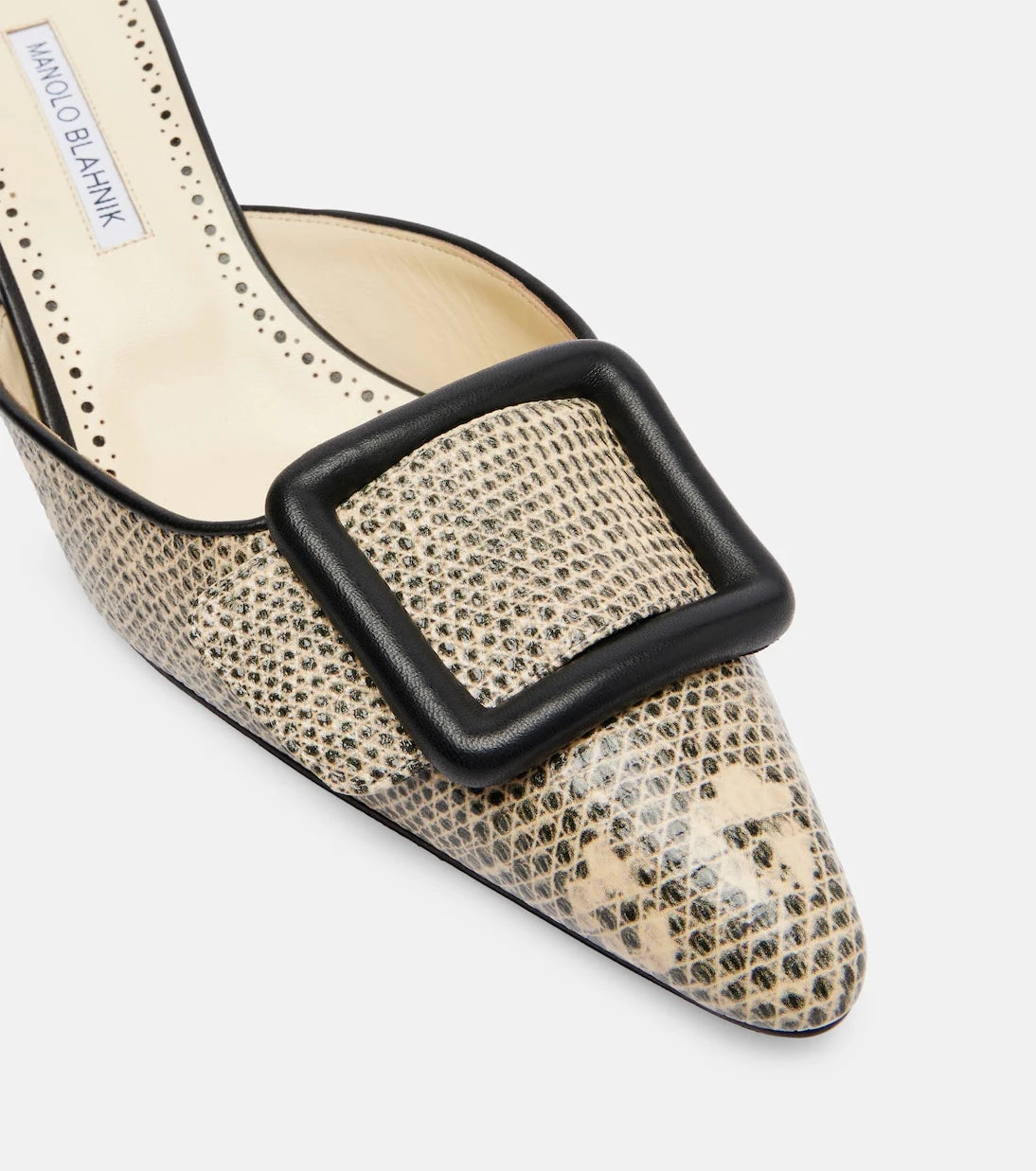 Manolo Blahnik - Maysale 50 snake-effect leather mules