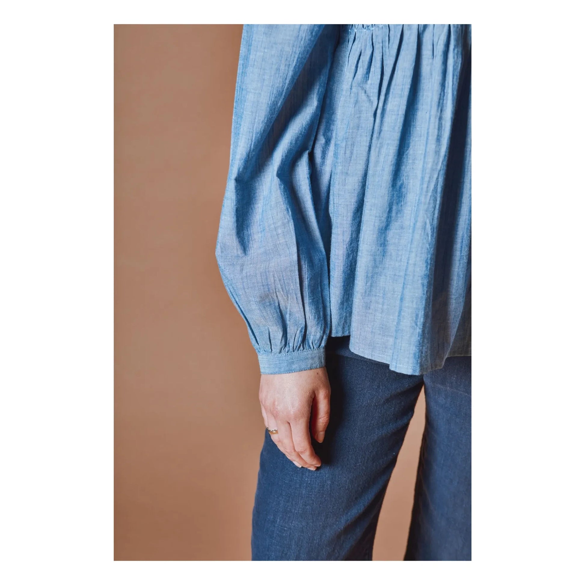 Emile et Ida - Smocks Chambray Cotton Blouse | Blue