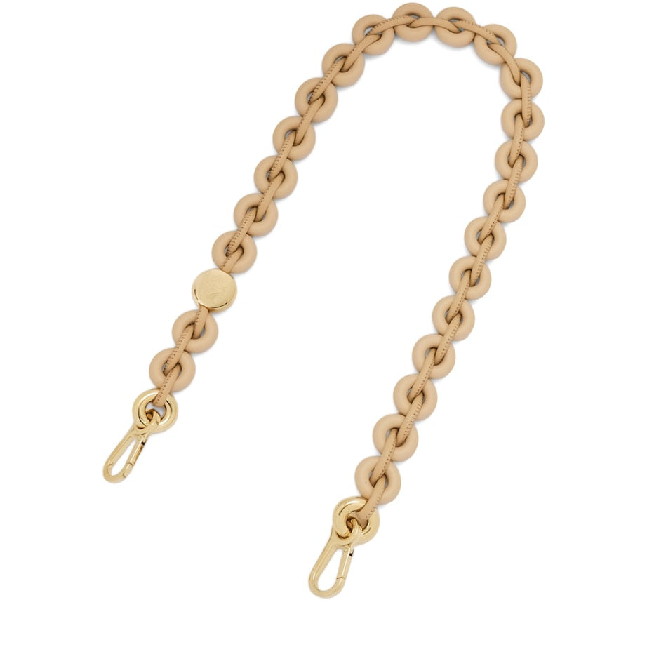 Beige Leather Donut Chain Bag Strap