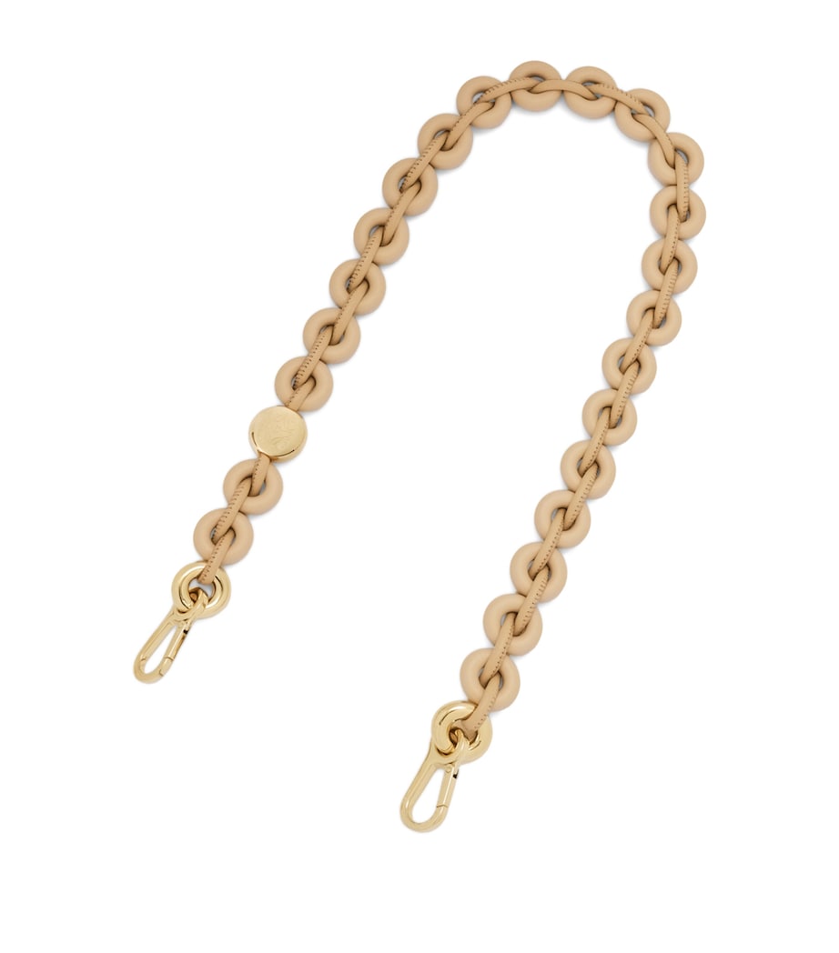 Beige Leather Donut Chain Bag Strap