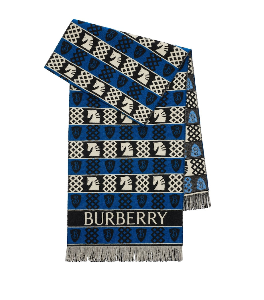 Burberry Black Wool Fair Isle Scarf