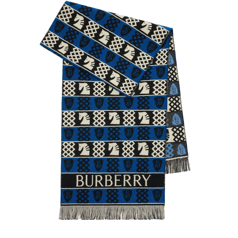 Burberry Black Wool Fair Isle Scarf