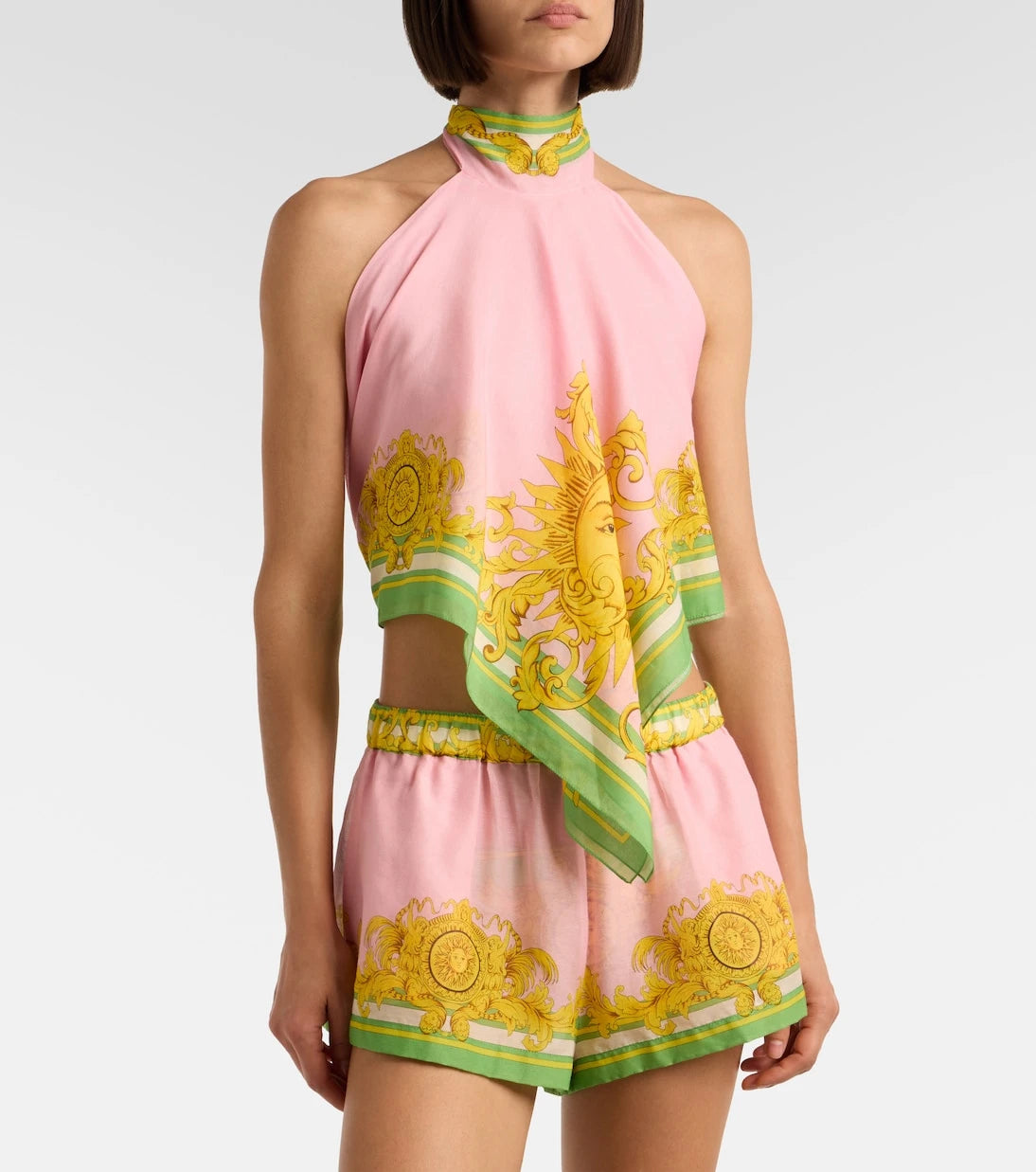 Versace - Printed cotton and silk voile shorts