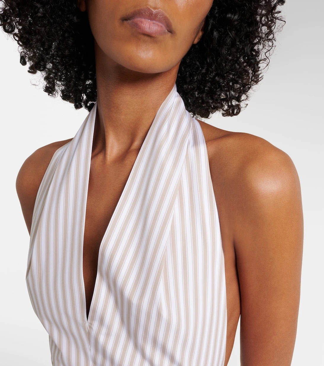Patou - Striped halterneck cotton midi dress