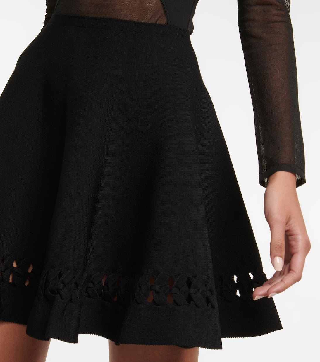 Alaïa - Woven cutout miniskirt