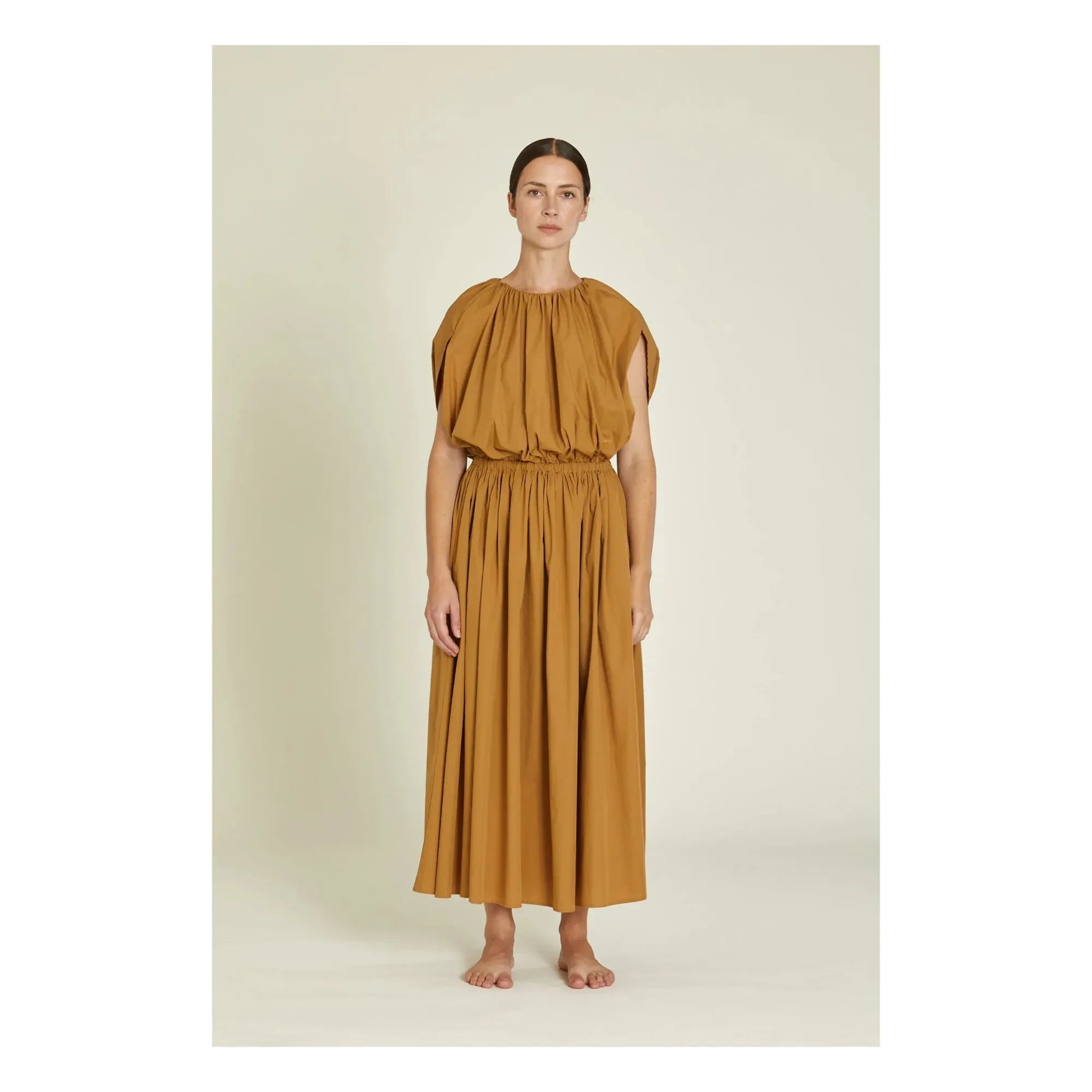 Black Crane - Organic Cotton Poplin Shell Dress | Camel