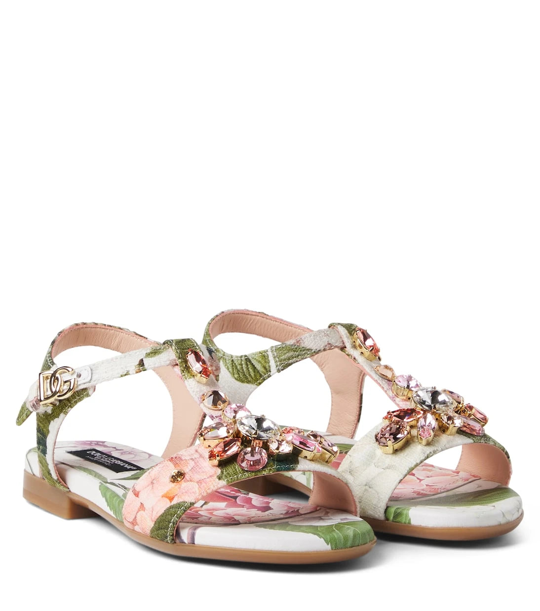 Dolce&Gabbana Kids - Crystal-embellished floral sandals