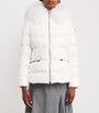 Moncler White Shearling-Trim Boed Puffer Jacket