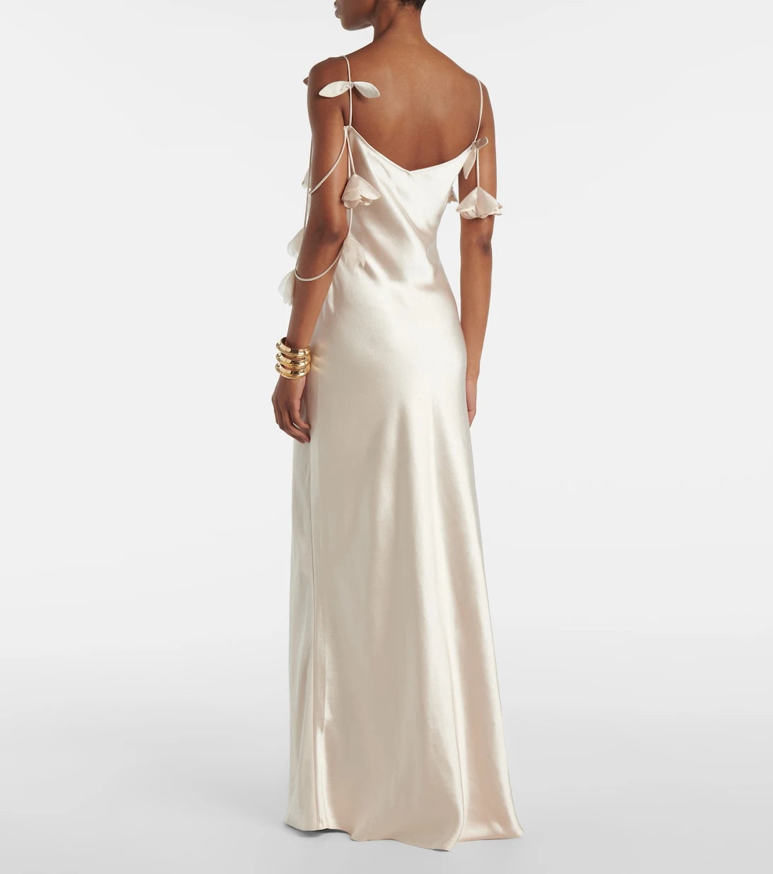 Self-Portrait - Bridal floral-appliqué satin gown