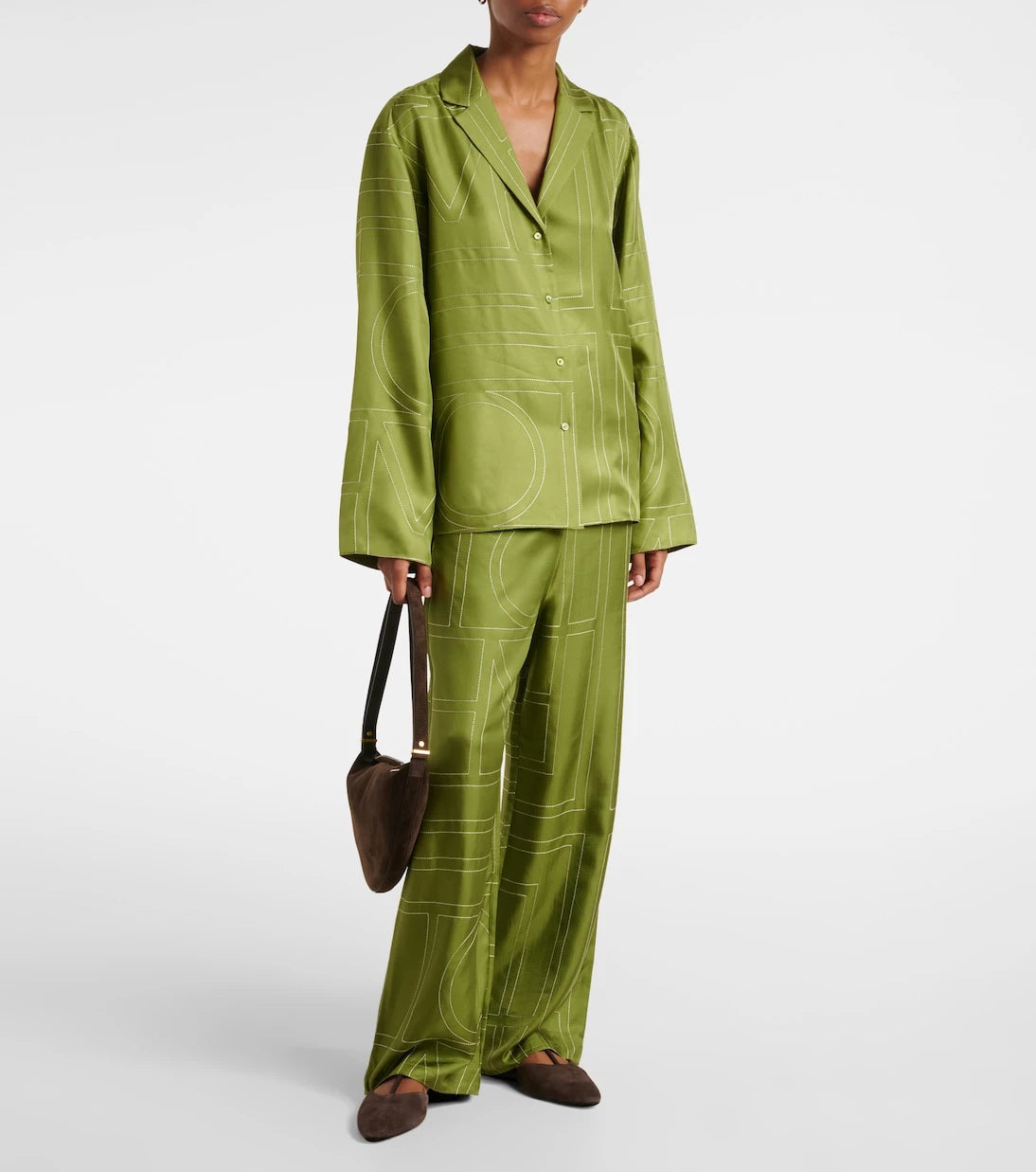 Toteme - Monogram silk twill pajama shirt