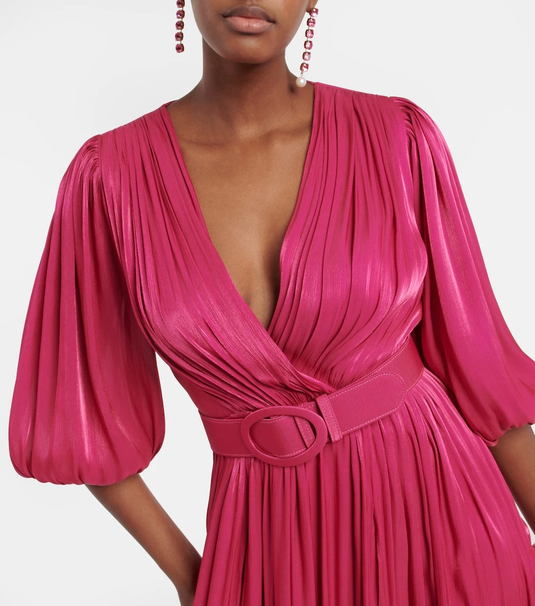 Costarellos - Mira pleated georgette gown