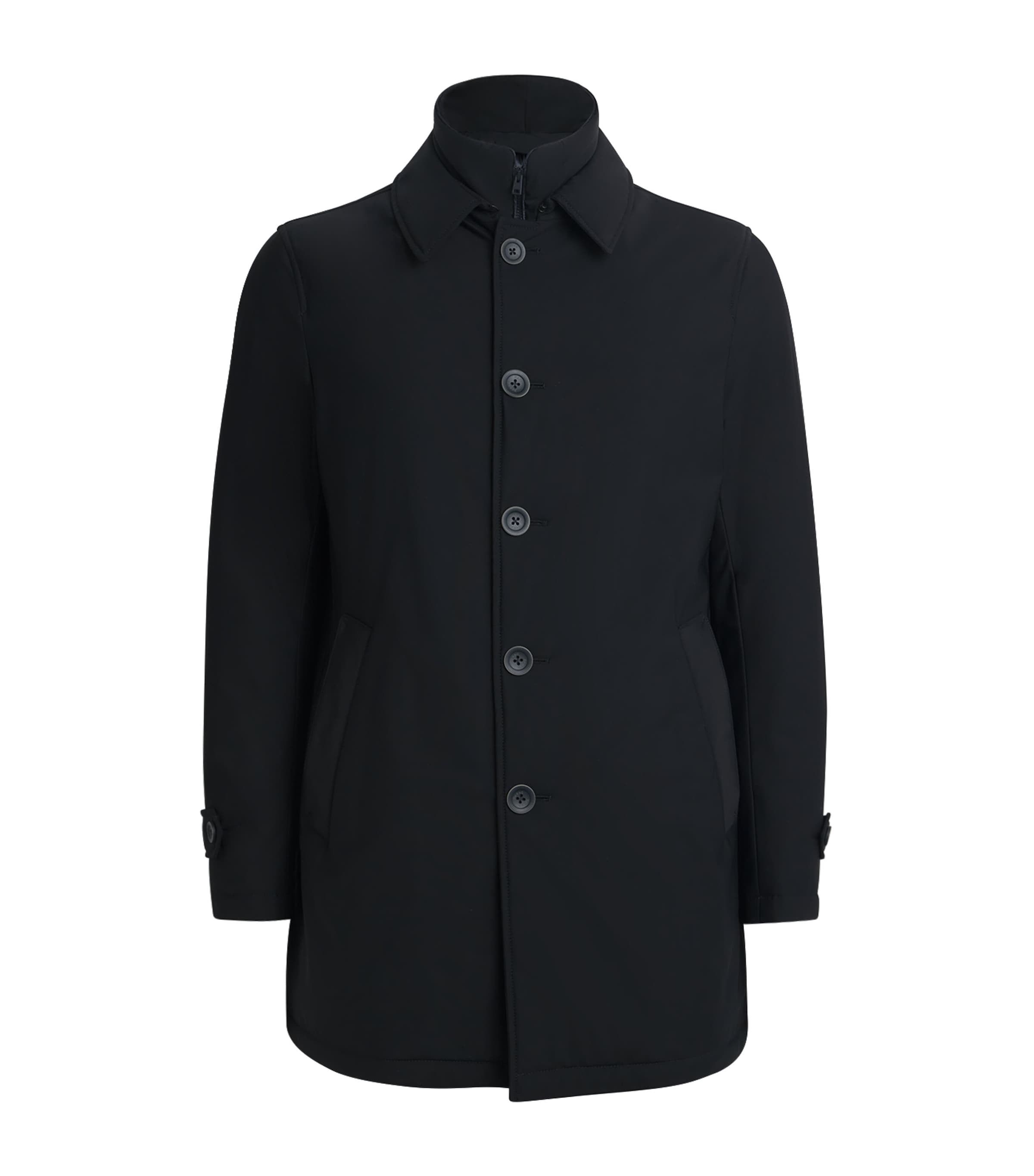 Herno Navy Down Water-Resistant Washington Overcoat