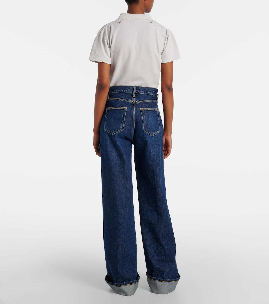 Frame - The Cuffed Wide high-rise wide-leg jeans