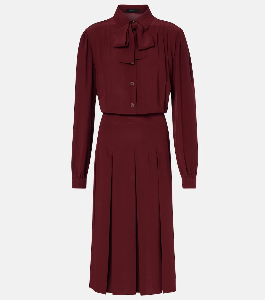 Gucci - Pleated silk crêpe de chine midi dress