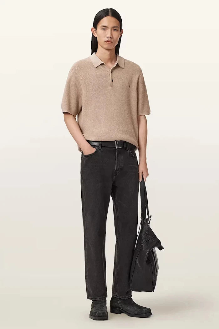 AllSaints erkek yün karışımlı yakalı tişört ASPEN
