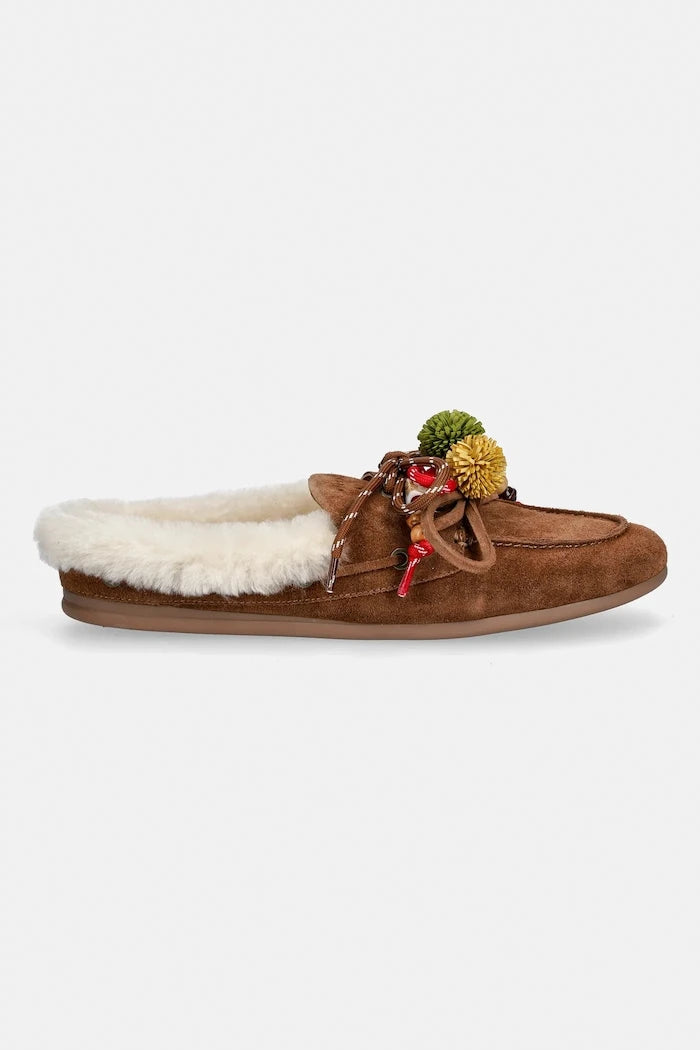 Велурени чехли Nokwol Coco Fur Tan Suede